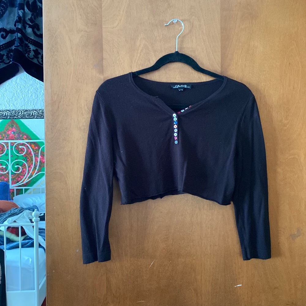 Cropped rainbow button top